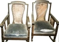 Two Victorian Cane Chairs - Before